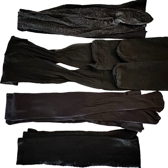 Nordstrom Accessories - Lot of 4 Pairs Nordstrom Various Pattern Textured Tights Bundle Black Medium